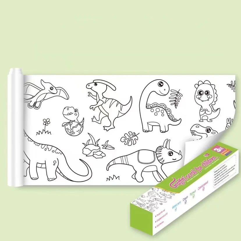 Children's Drawing Roll DIY Coloring Paper Roll Color Filling Paper Graffiti Scroll Paper-cut for Kids Painting Educational Toys