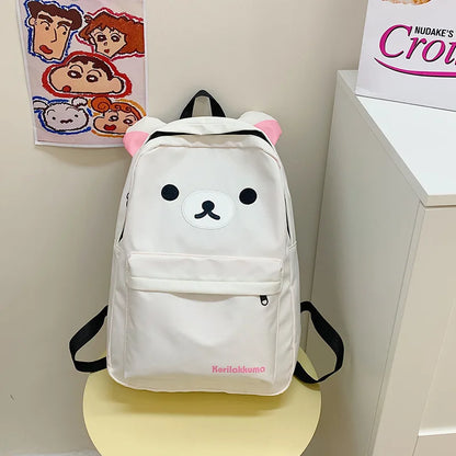 Hot Cute Bear Rilakkumas Backpack Large Capacity Anime Cartoon Backpack Stylish Student School Bag Nylon Shoulder Bags Schoolbag