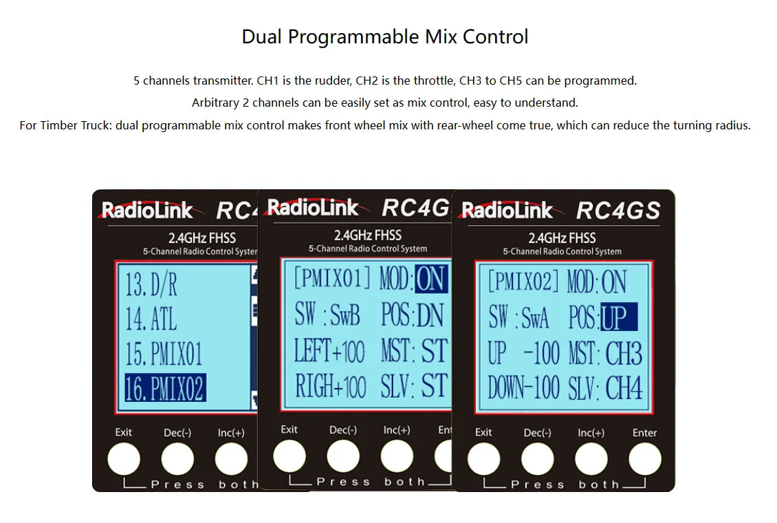 RadioLink RC4GS V3 2.4G 4CH 5CH 7CH 400M Distance Remote Controller Transmitter  R6Fg Gyro Inside Receiver for RC Car Boat