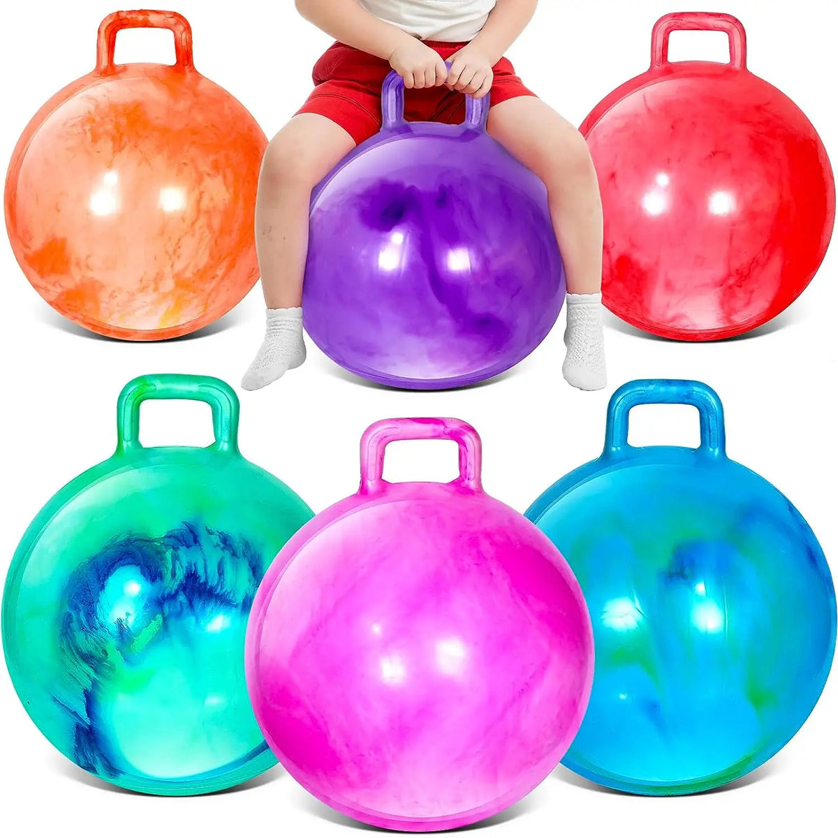 18" Hopper Ball with Handle Bouncing Ball Marble Bouncy Balls Hopping Toys Inflatable Hop Ball Jumping Ball for Boys Girls
