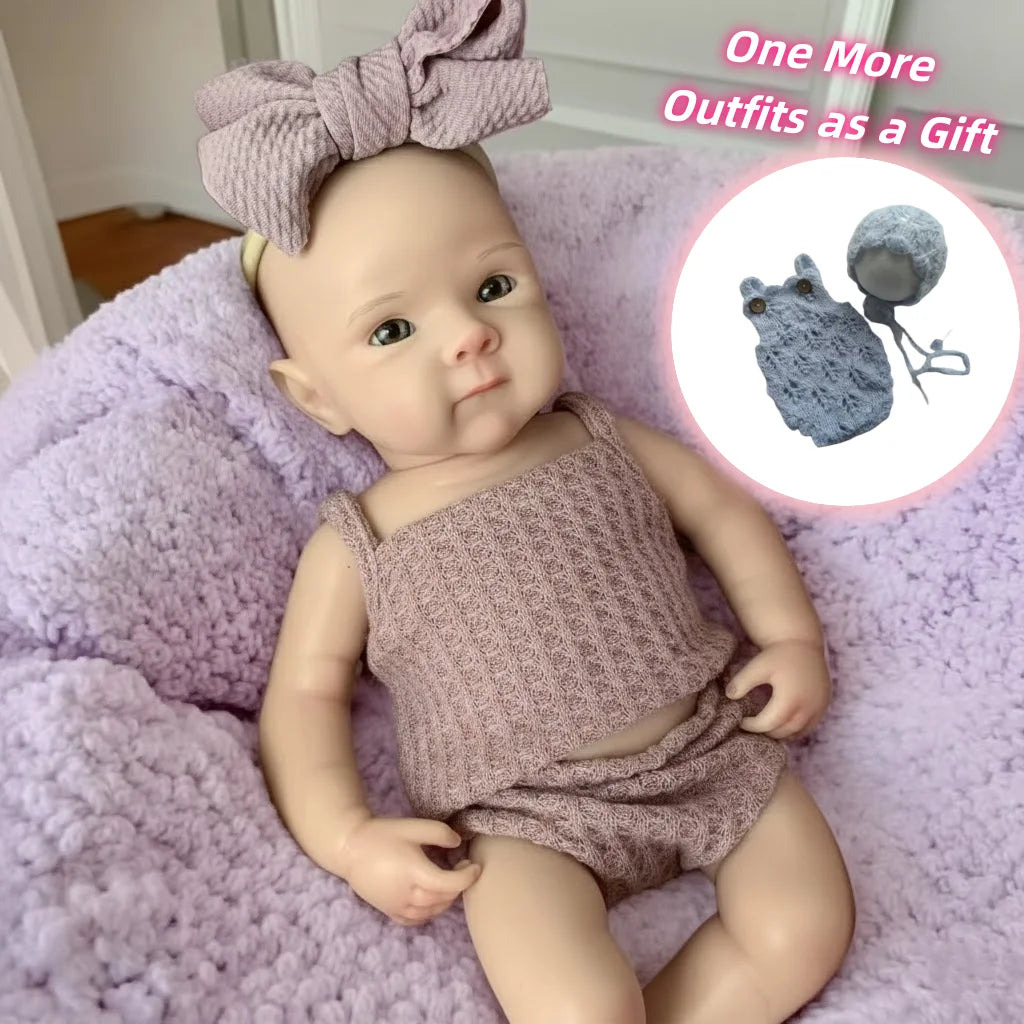 13Inch Waterproof Bettie Reborn Silicone Doll With 2 Sets Outfits Handmade Paint Skin Soft Touch Silicone Doll