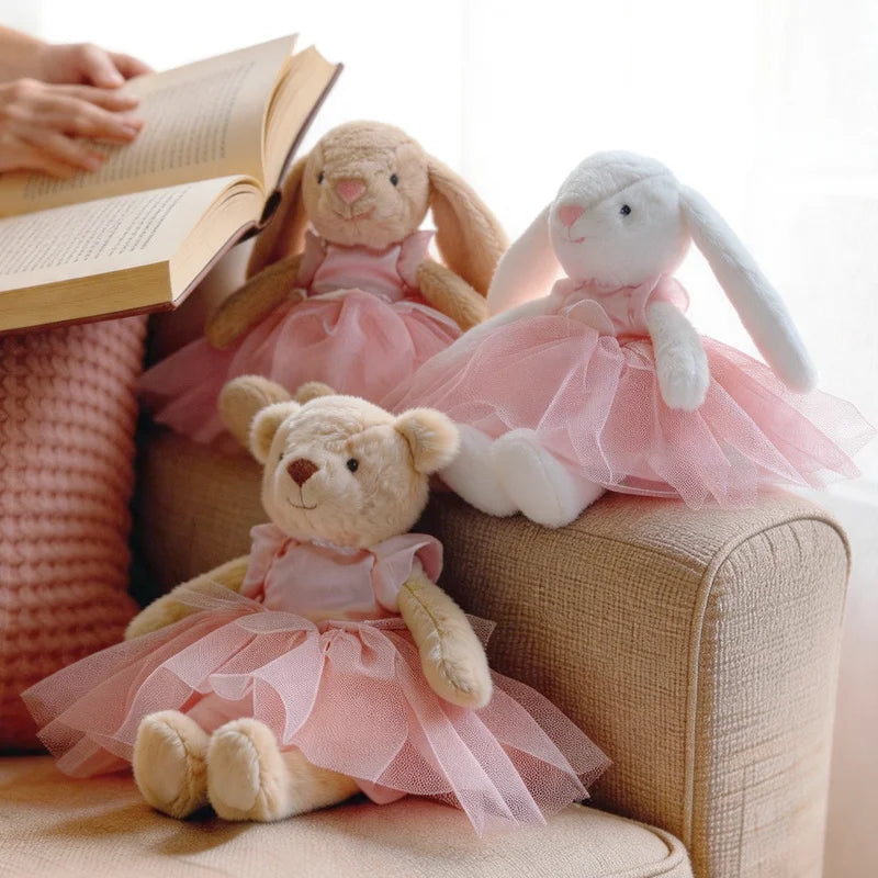 1Pc 28cm Cute Ballet Skirt Bear & Bunny Peluche Toy Lovely Appease Animal Dolls Rabbit Toys Birthday Christmas Gift