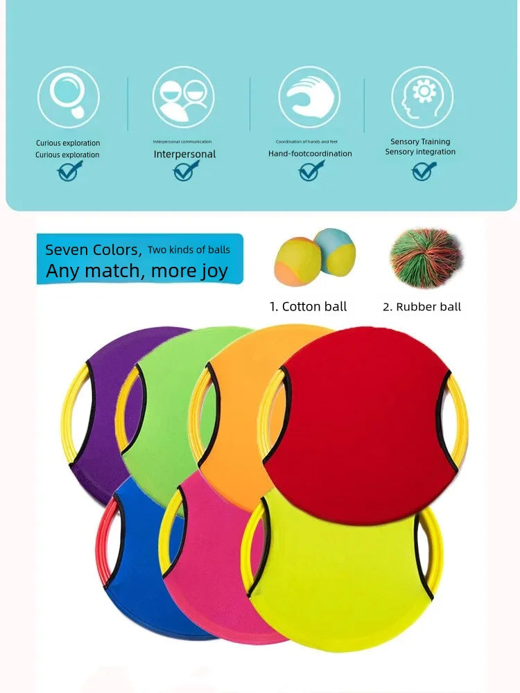 Bouncing Circle Throwing Training Toys Kids Adult Outdoor Interactive Cooperative Games Elastic Paddle Ball Fun Game