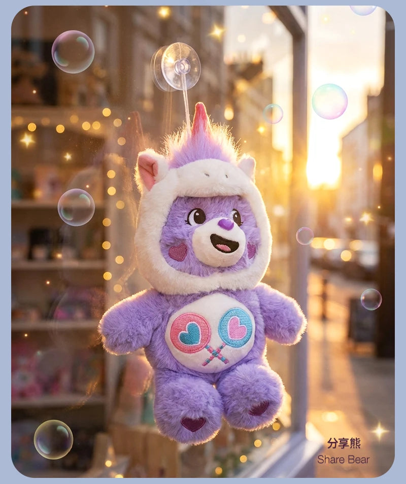 Care Bears 20cm Unicorn Hood Plush Suction Cup Ornament Wall Car Mirror Hanging Decor Cute Kawaii Stuffed Bear Toy Gift for Kids