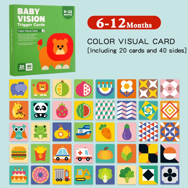 Montessori Baby Toys Black White Flash Cards High Contrast Visual Stimulation Cards Early Education Toys For Nerborns