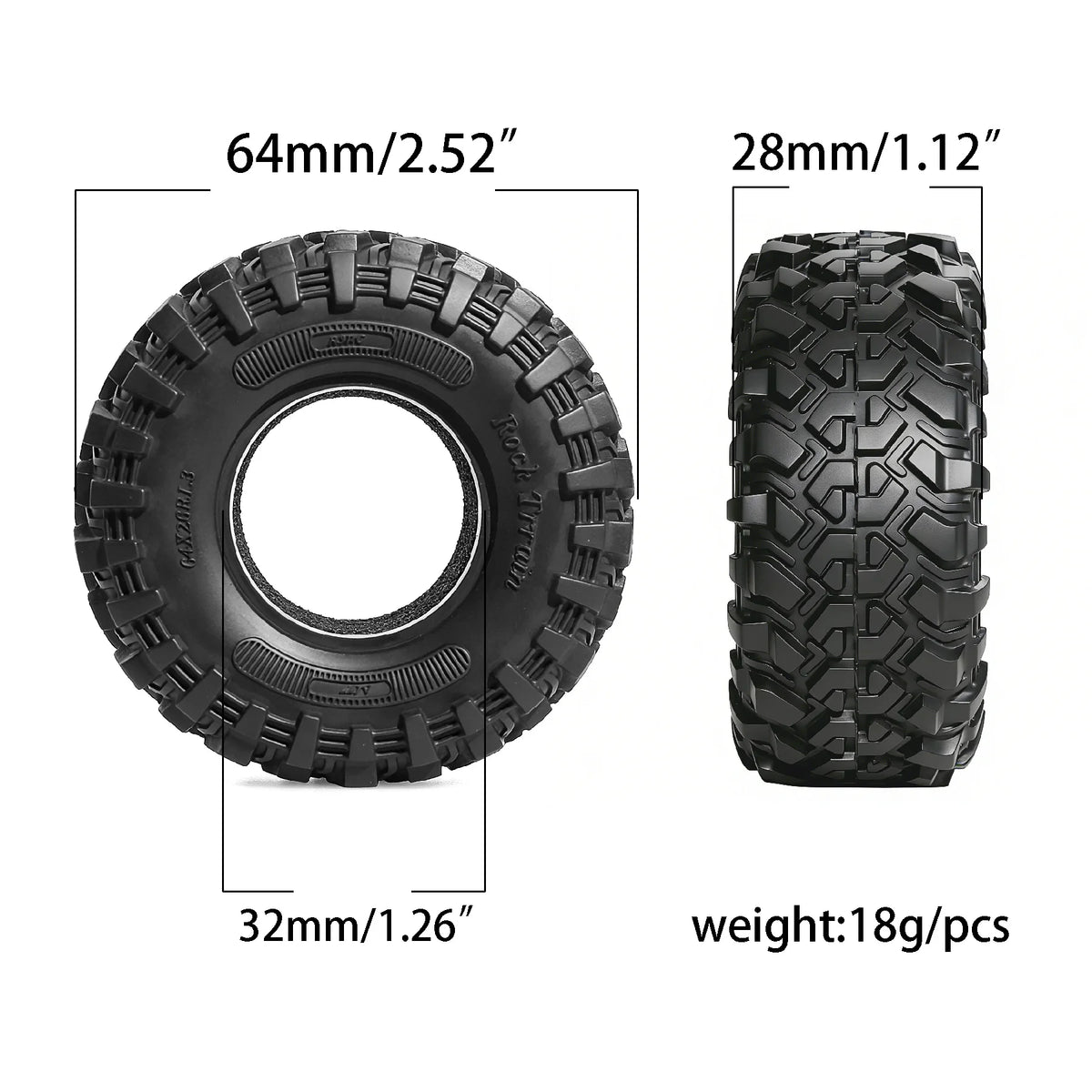 RED SPIDER 4Pcs 64mm 1.3 Inch RC Crawler Soft Rubber Tires Off Road Tyres for 1/18 1/24 RC Crawler Axial SCX24 FMS FCX24 RC Model Car Upgrade Spare Parts