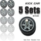 1/64 Wheels with Fixed Black Rubber Tires Six Spoke for Toy Model Diecast Cars Refitting Parts for MINIGT (5 Sets for 5 Cars)