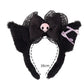 Kawaii Hello Kitty Plush Hairband My Melody Kuromi Pink Black Bow Plush Headband Cosplay Halloween Costume Hair Accessory Gift