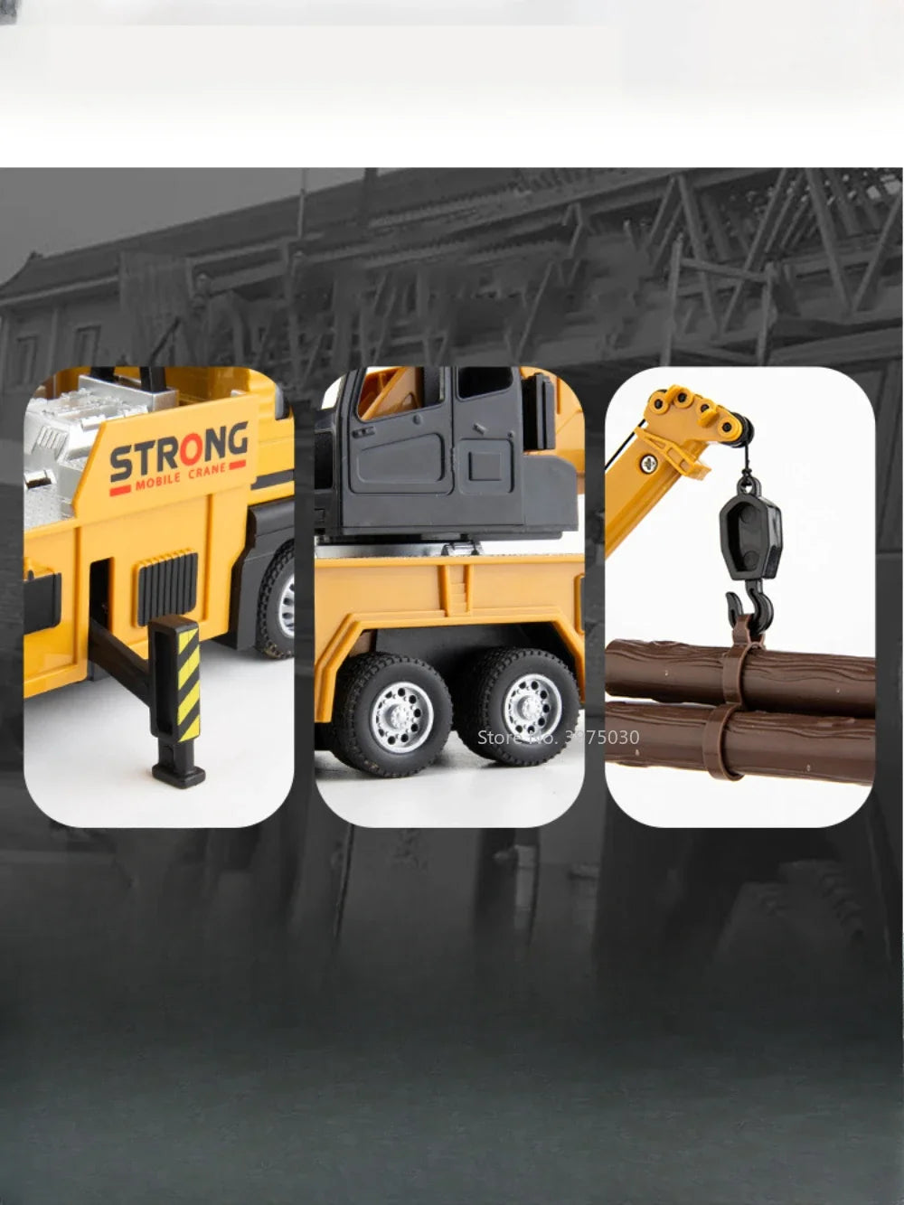 1/32 Crane Truck Alloy Car Model Diecast Metal Toy Simulation Engineering Vehicles with Sound and Light Model for Children Gifts
