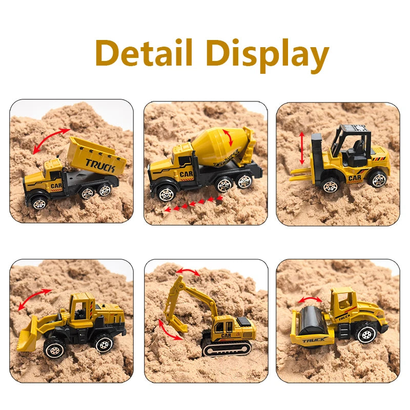 Crane Truck Car Set Parking Lot Toys Alloy Engineering Vehicle Tractor Excavator Boy Construction for Children Birthday Gift