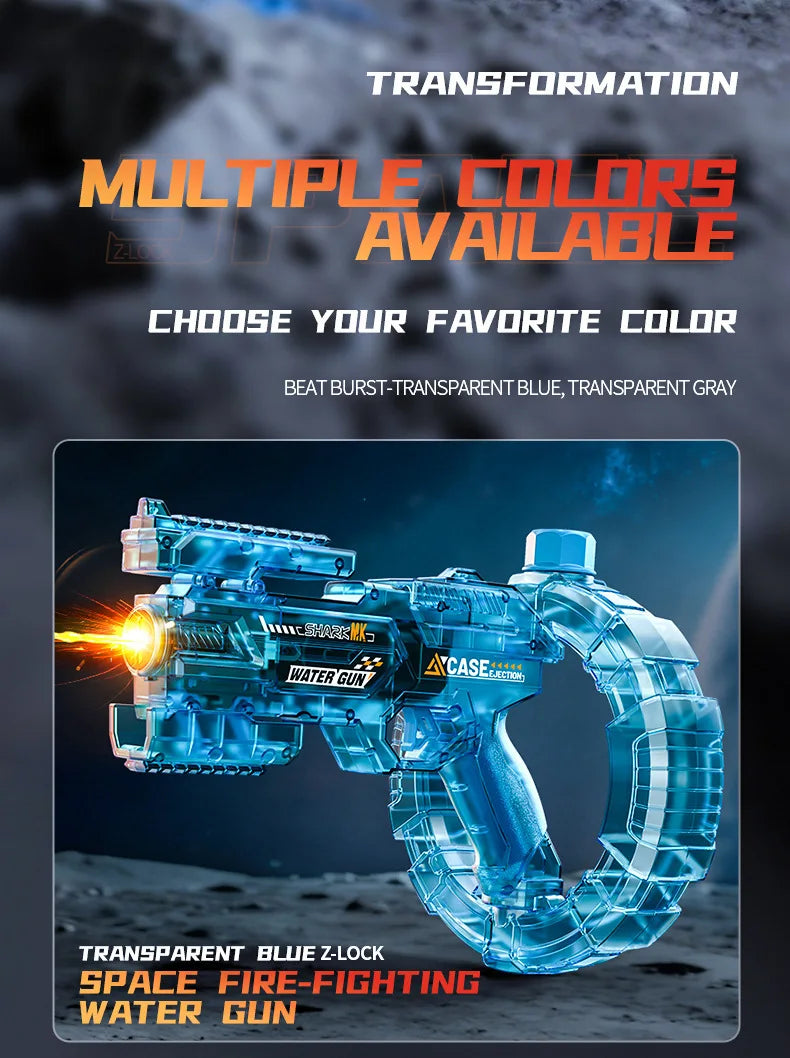 Gatling Rotating Electric Water Gun with Light-Up High Speed Continuous Shooting Powerful Water Blaster Summer Outdoor Toy