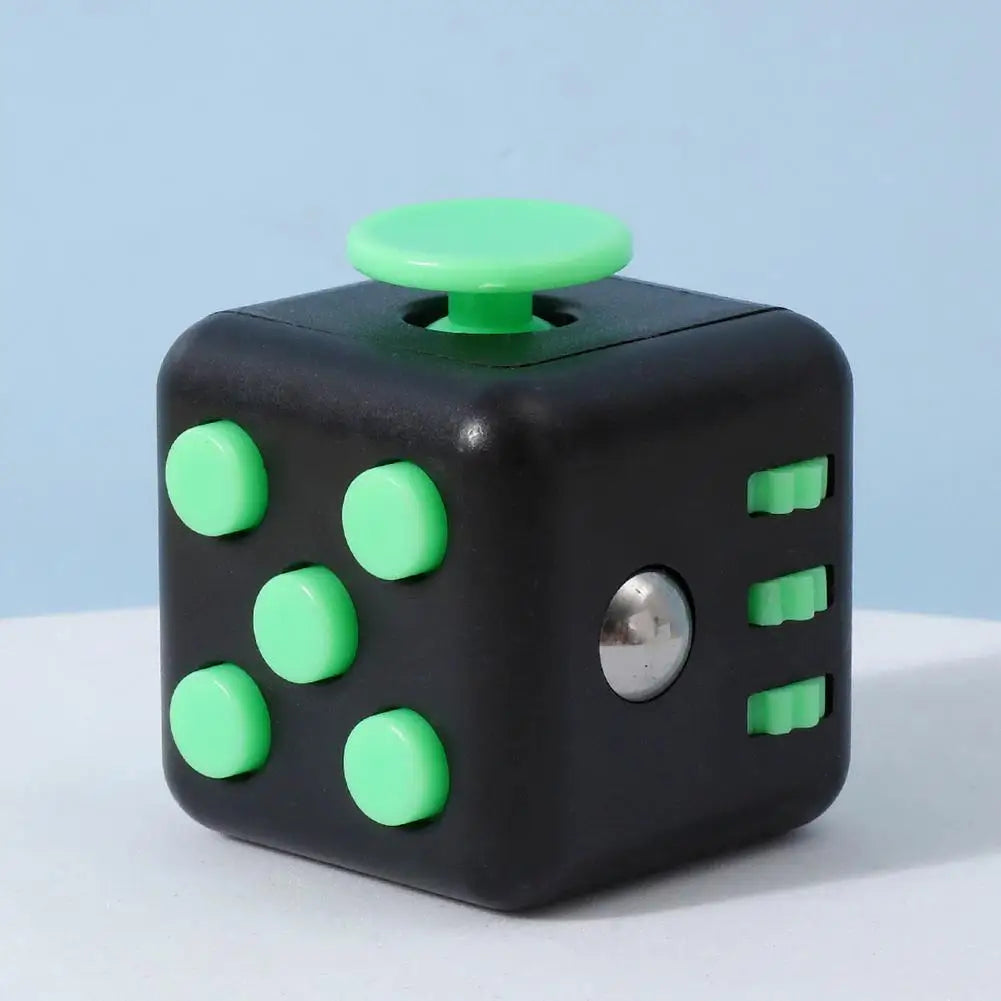 Square Infinity Dice Fidget Toy with Tactile Buttons Multifunctional 6-Side Decompression Cube Clicker Switch Gear Dial Joystick
