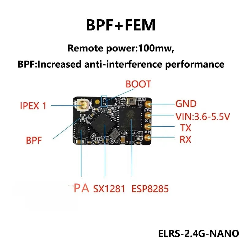 ELRS 2.4GHz NANO Receiver ExpressLRS BETAFPV 2400 RX W T Type Antenna Support Wifi Upgrade for FPV RC Drones