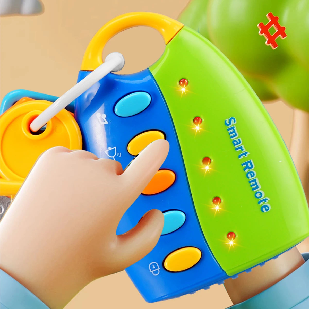 Music Cartoon Car Key Toys, Baby Kids Car Voices Pretend Play Educational Toy Grip Training Gifts for Boys and Girls