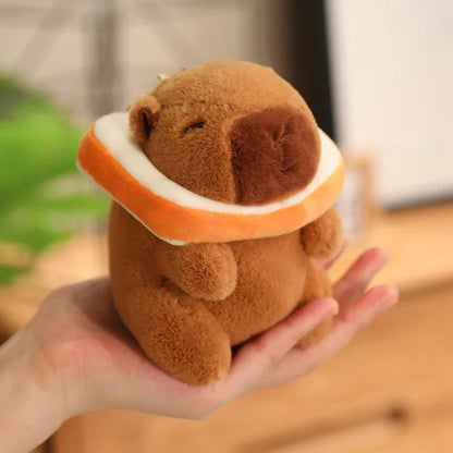 Cute Capybara Plush Toy with Hat Simulation Capybara Cosplay Crab Rabbit Cat Doll Small Size Stuffed Animals Bag Pendant Gift