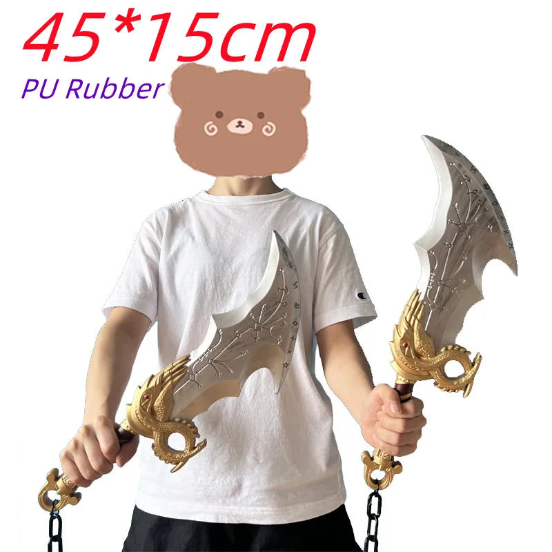 1:1 Cosplay Leviathan Chained Athena Blade War Golden Dragon Tomahawk Weapons Role Playing God of War 4 Carnival Safety PU Model