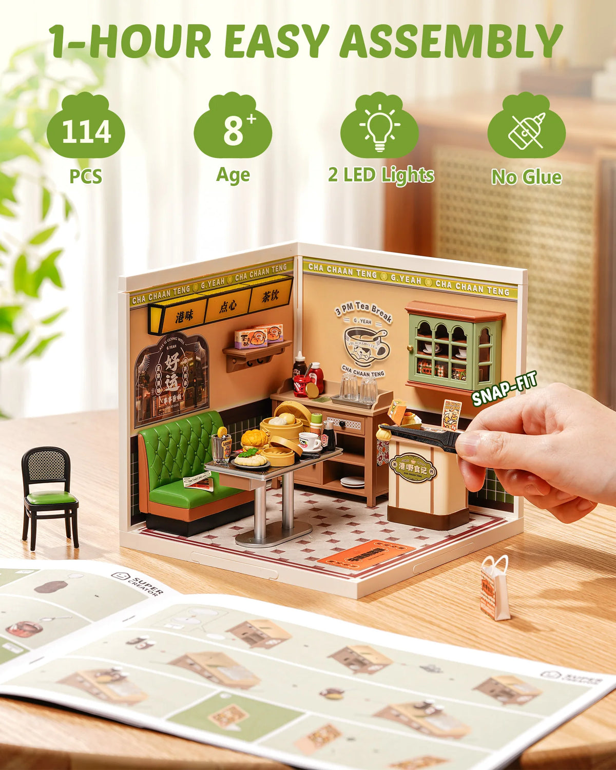 Rolife DIY Miniature House Super Creator Series Dollhouse 3D Puzzle Panda Hot Pot/Hong Kong Bites Cafe/Night Out Food Stall