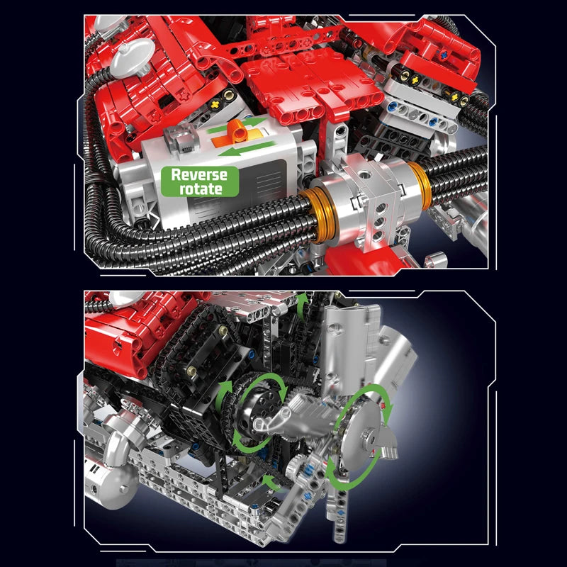 Mould King 10169 The Speed Car V12 Engine Building Block Technical Car Engine Toys Assembly Engine Brick Set Kids Christmas Gift