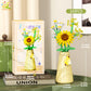 HUIQIBAO MOC Eternal Flower Bouquet with pot Micro Building Block Sunflower Rose Mini Model Brick Toy home Desk Decoration