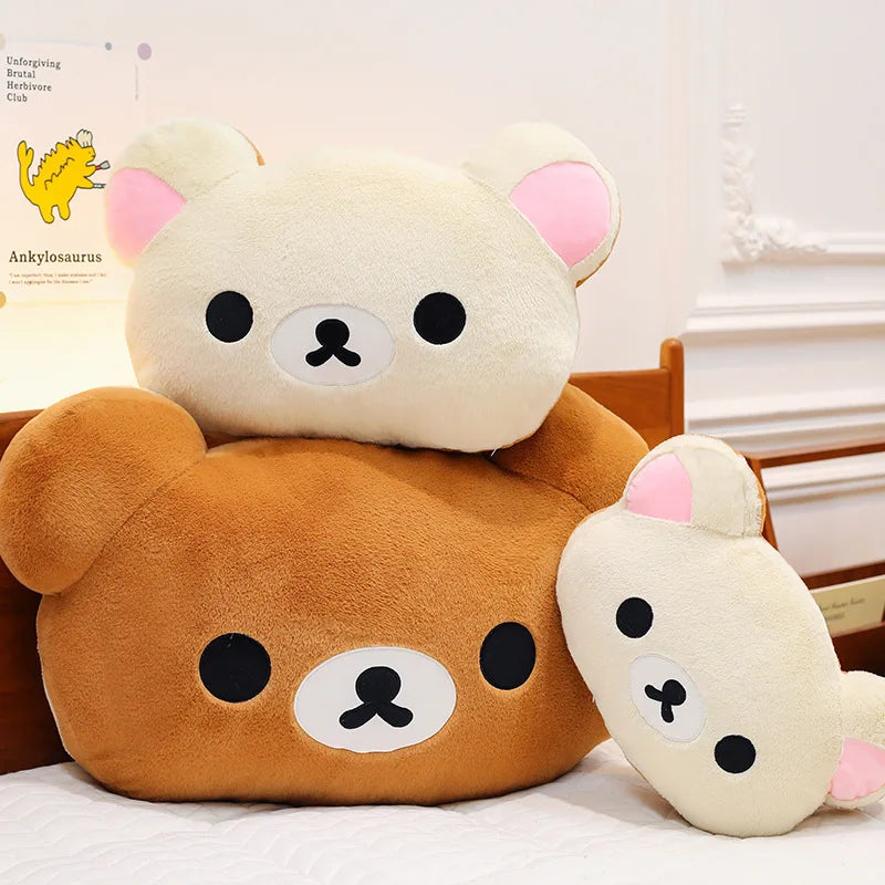 Cute Rilakkuma Big Head Plush Pillow Large Size Soft Stuffed Toy Cushion Bedroom Sofa Decor Unisex Birthday Gift For Adult