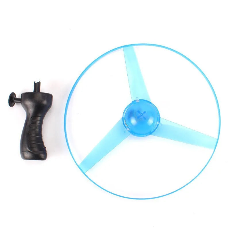Luminous Flying Disc Propeller Toys LED Lighting Pull String Flying UFO Toy Spinning Top Outdoor Game Sports Toy Gift