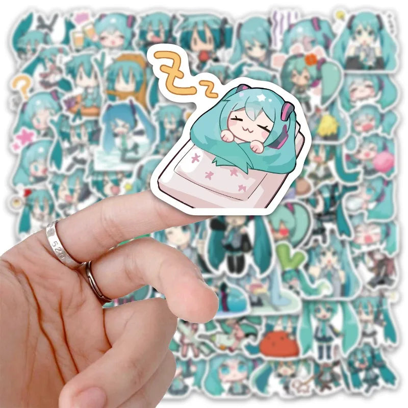 50pcs Hatsune Miku sticker pack cartoon anime VOCALOID DIY for suitcases notebooks cups waterproof stickers graffiti toys gifts