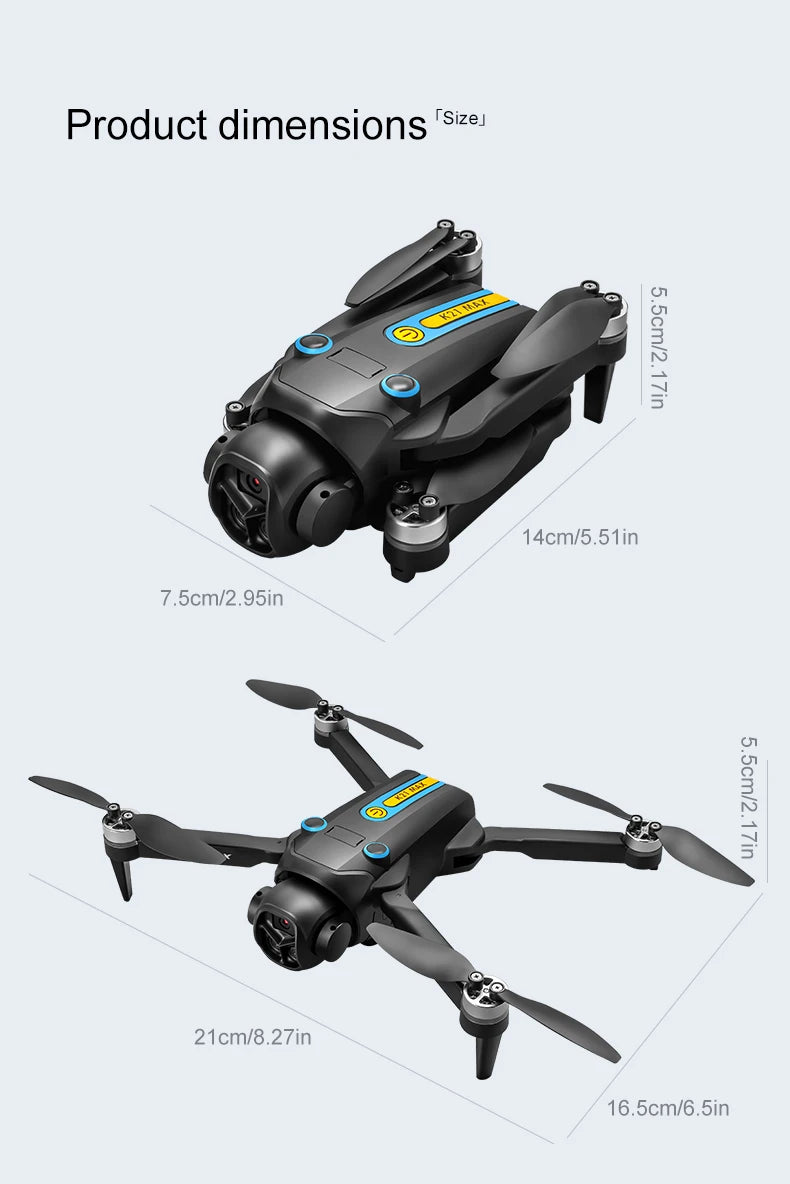 Folding Portable RC Drone Brushless Motor Screen Remote Control WiFi Low Latency Transmission Dual Camera 90° Wide Angle LED Rolling Light Outdoor Aerial Drone