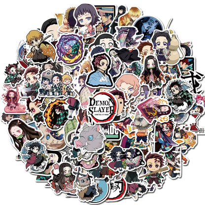 50Pcs Demon Slayer Japanese Anime Stickers Graffiti Skateboard Refrigerator Decorated Notebook Luggage Waterproof Sticker