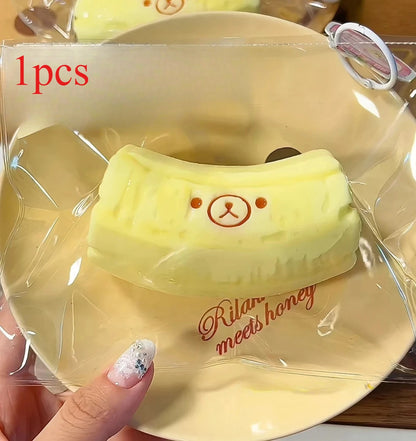 Soft Anti-anxiety Sensory Fidgety Toys, Hand-made, Creamy Texture, Banana Bear Shape, Stress-relieving.