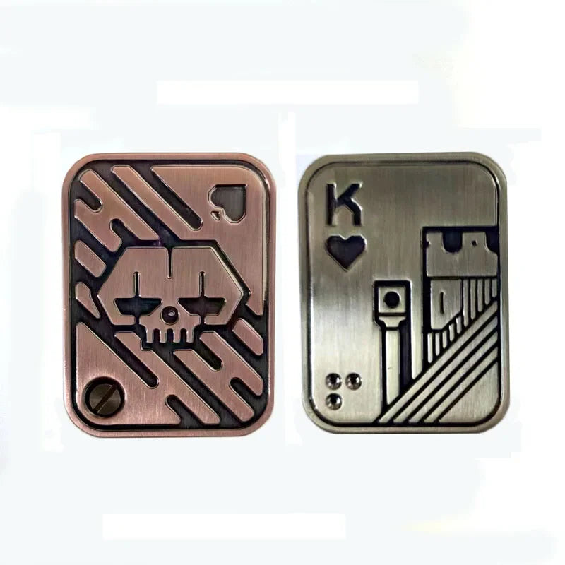 New Stress Relief Push Card Metal Fingertip EDC Poker A K King Gyro Toy for Office Adults Anti Anxiety Fidget Papa Coin
