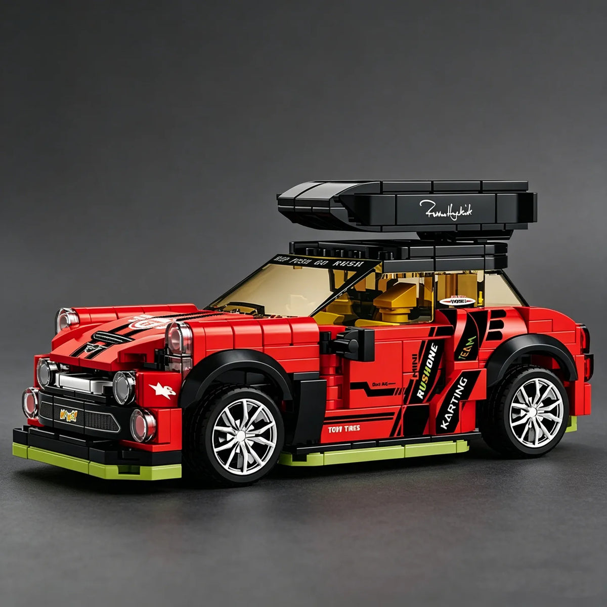City Series Car Customization and Conversion: Travel Edition Building Block Model Car with Roof Rack—Educational Toy