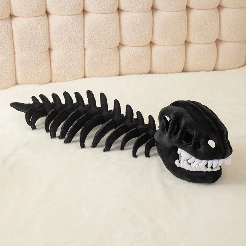 75/115CM Plush Cartoon Skeleton Headgear Halloween Costume Plush Toy Purple Green Black Gray White Pink Dinosaur Bone Funny Doll