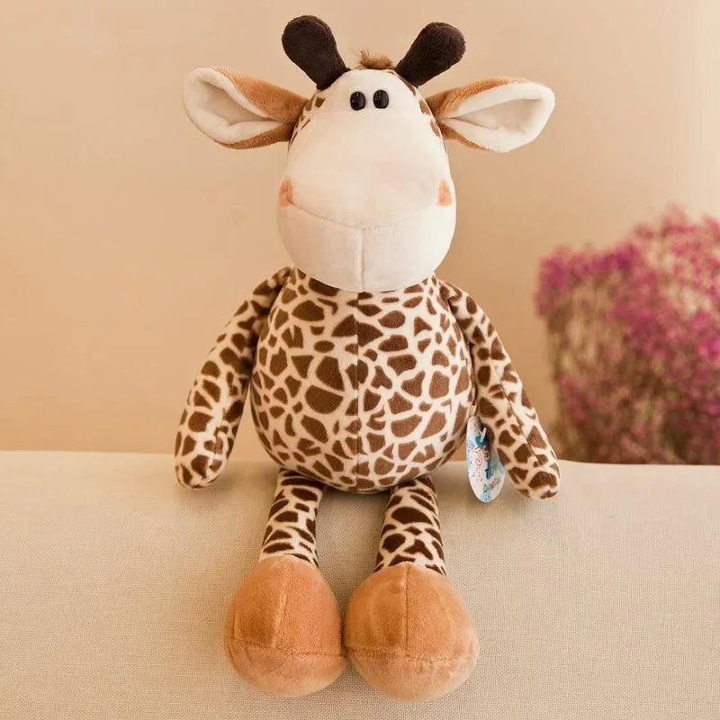 Kawaii Stuffed Plush Animals Soft Dolls Set - Jungle Lion Elephant Tiger Dog Fox Monkey Deer - Children's Gift Baby Kids Hobby
