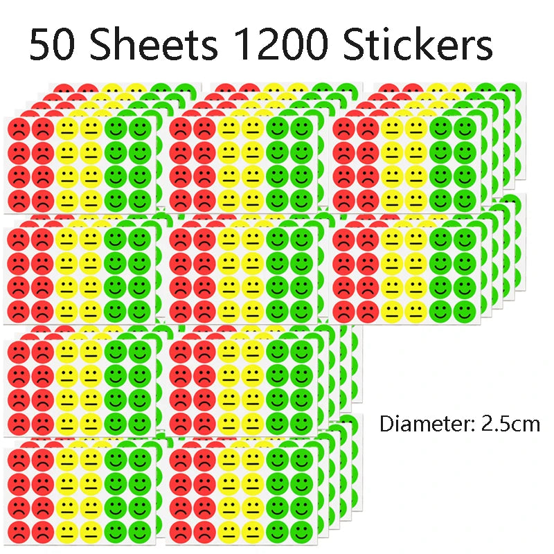 1" Happy Sad Smiling Face Behavior Stickers 120-1200pcs Labels Teachers Classroom School Kids Student Reward Sticker Toys Gifts