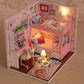 Kitten Mini Doll House 3D Puzzle Assembly Model Building Kit Creative Room Bedroom Decoration With Furniture Wooden Crafts Gifts