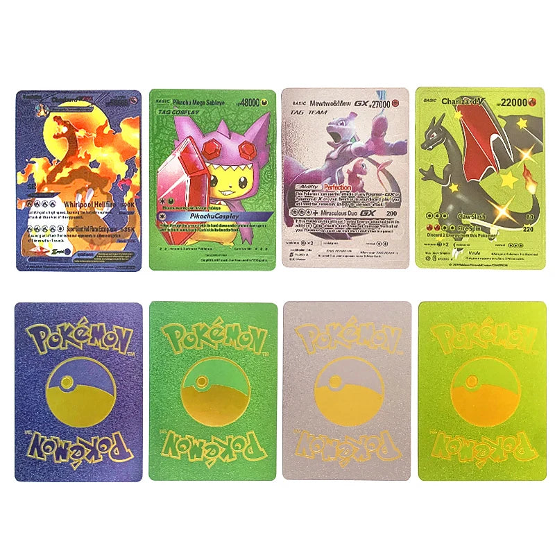 81-15Pcs Pokemon Cards Gold Silver Vmax GX Card Collection Battle Trainer Card Spanish English French Child Toys Christmas Gifts