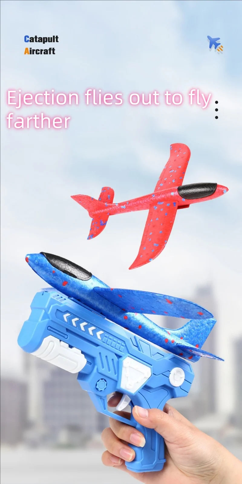 Glowing & Non-Glow Foam Catapult Plane,  Outdoor Shooting Toy Gun, Rotating Boomerang Flying Aircraft Model