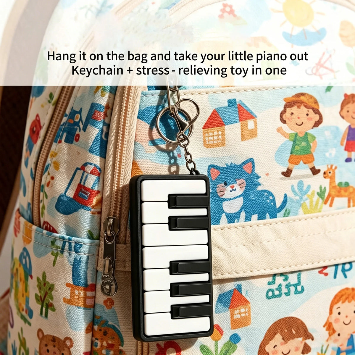 3D Printed Piano Key Pendant Pressure Relief Toys Birthday Gifts Mini Portable Hanging Ornaments Fidgets Toys Kid Fidget Spinner