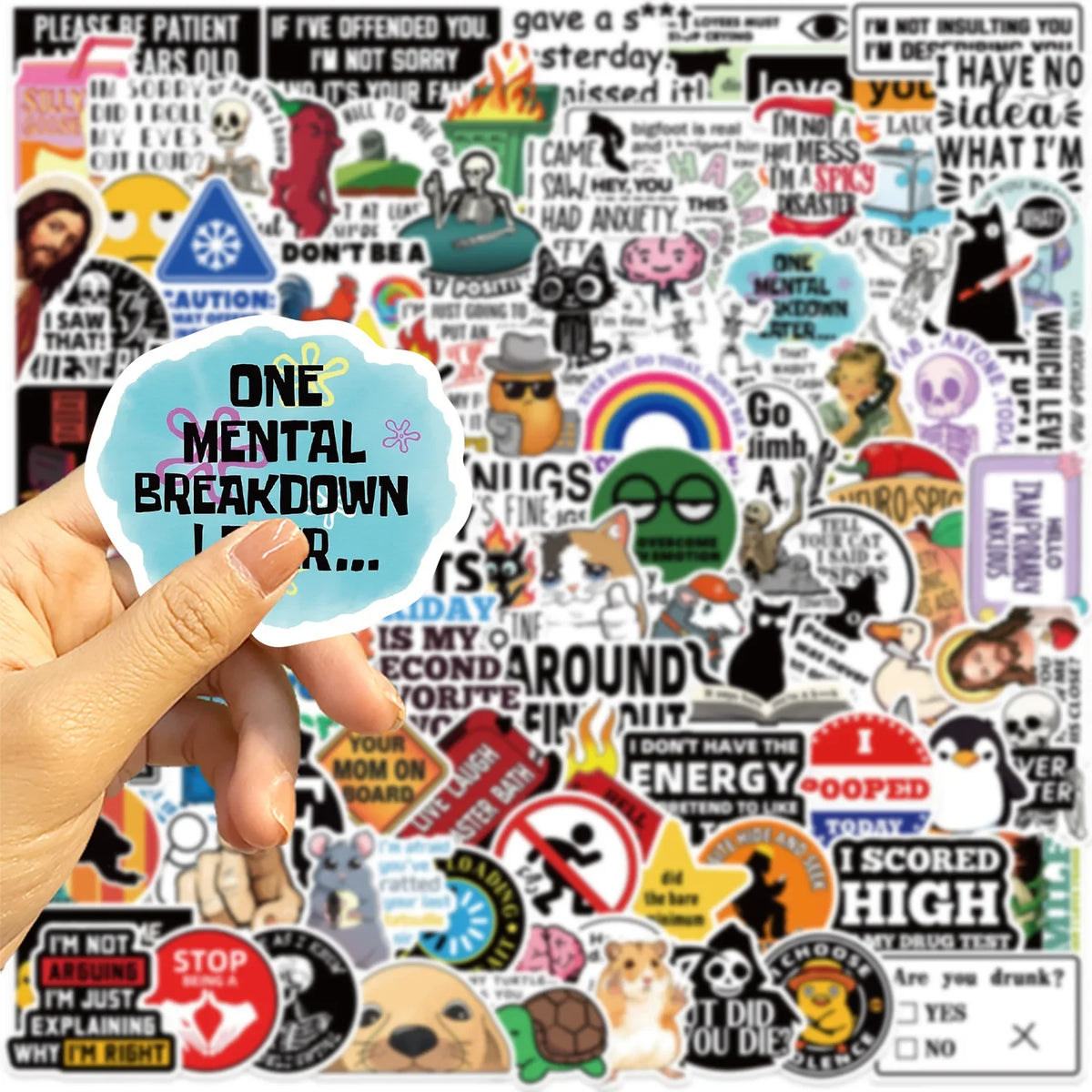 50/100PCS Funny Prank Meme Stickers Graffiti Cartoon Toys Decals DIY Skateboard Notebook Fridge Helmet Waterproof Sticker