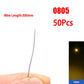 50pcs/bag 0402 0603 0805 1206 SMD Lamp Wired Micro Litz Led Pre-Soldered Chip Wired 30cm 3V DIY Railway Models Scenes Toy Light