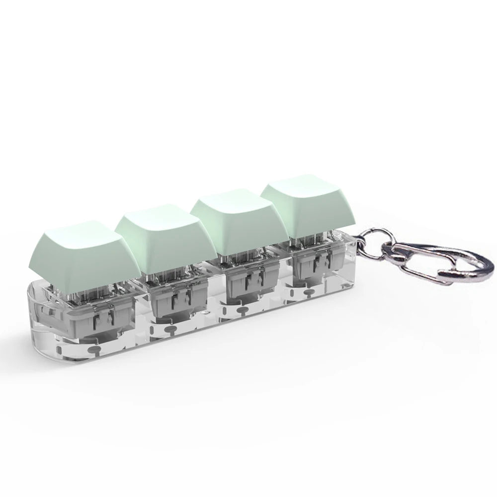 Keyboard Fidget Keychain 4 Keys Finger Keyboard Decompression Toys Press Button Keycap Fidget Stress Relief Keyboard Clicker Toy