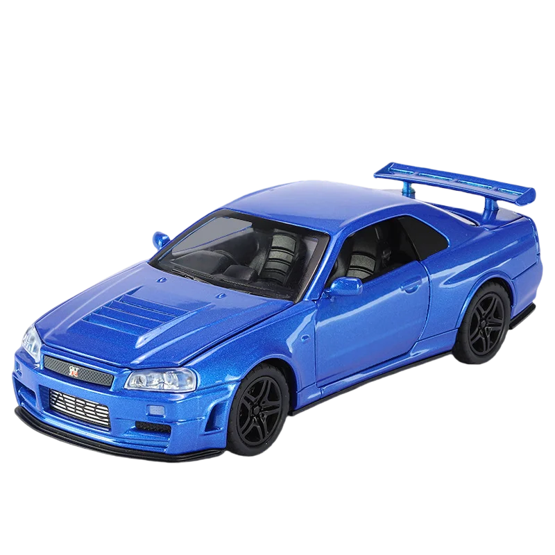 1:32 GTR R34 SKYLINE Fast Alloy Simulation Car Model Diecasts & Toy Vehicles And Furious Cars Decoration Toys gift for collectio