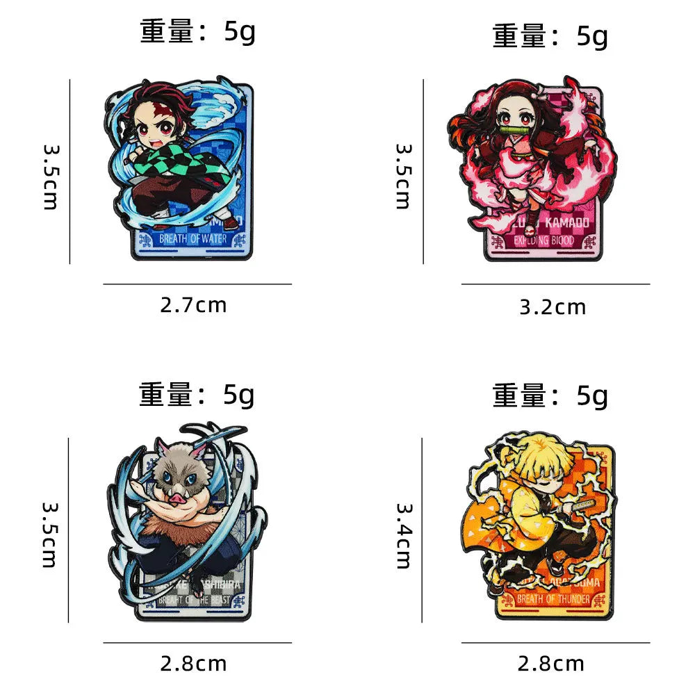 4/8Pcs Anime Demon Slayer Enamel Brooch Pins Kimetsu No Yaiba Character Tanjirou Nezuko Rengoku Metal Lapel Badge Cosplay Gift