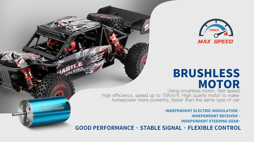 WLtoys 124016 124017 RC Car 4WD Off-Road 75km/h High Speed Remote Control Crawler 2.4G Electric Drift Climbing Racing Vehicle Toys Brushless Motor