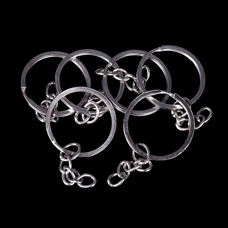 Hama Bead Accessories Metal Keychain with Chain Flat Double-layer Key Ring Hanging Ring Diy Accessories Metal Earth
