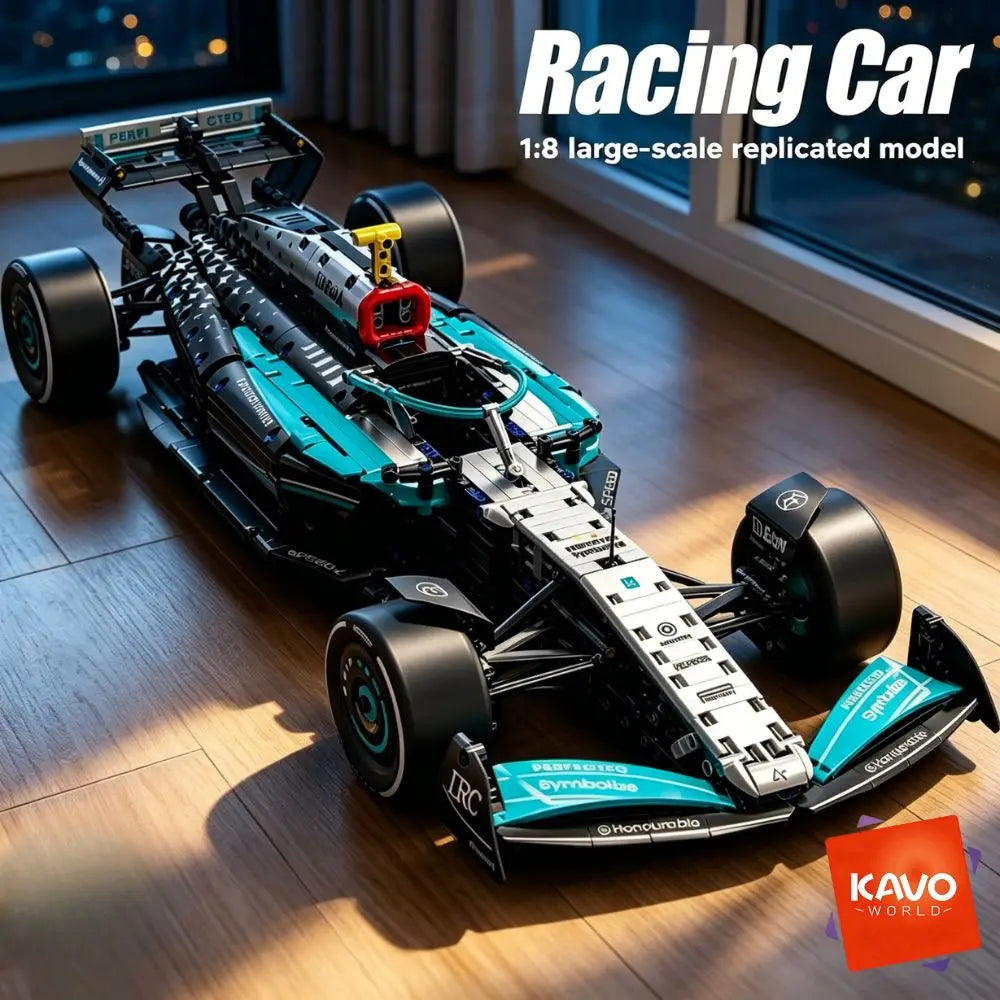 KAVOWORLD DIY Technical Champions Drift Racing Car Brick Model 1:8  Building Blocks Sports Car Puzzle Toys For Home Display Desktop Decor Interlocking Steering Mechanism Realistic Rear Wing Structure Birthday Christmas New Ye