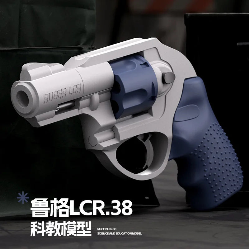 LCR-38 mechanical continuous firing revolver soft bullet gun can fire toy gun,  handgun model, one push ejection shell