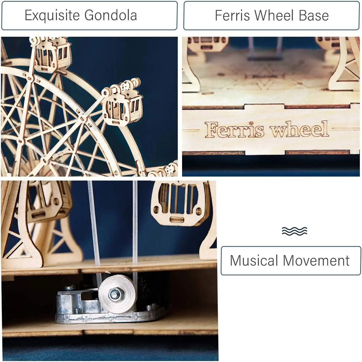 Robotime Rolife 232pcs Rotatable DIY 3D Ferris Wheel Wooden Model Building Block Kits Assembly Toy Gift for Children Adult TGN01