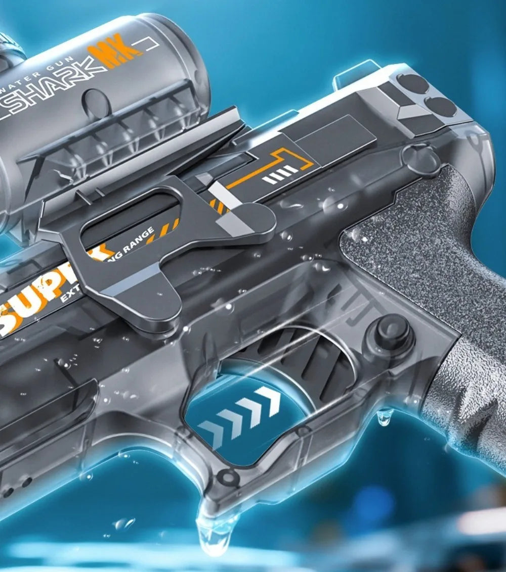 Full Auto Electric Water Gun Toy with Flashing Light Rapid-Fire Motorized Blaster for Summer Outdoor Fun & Kids Play Game