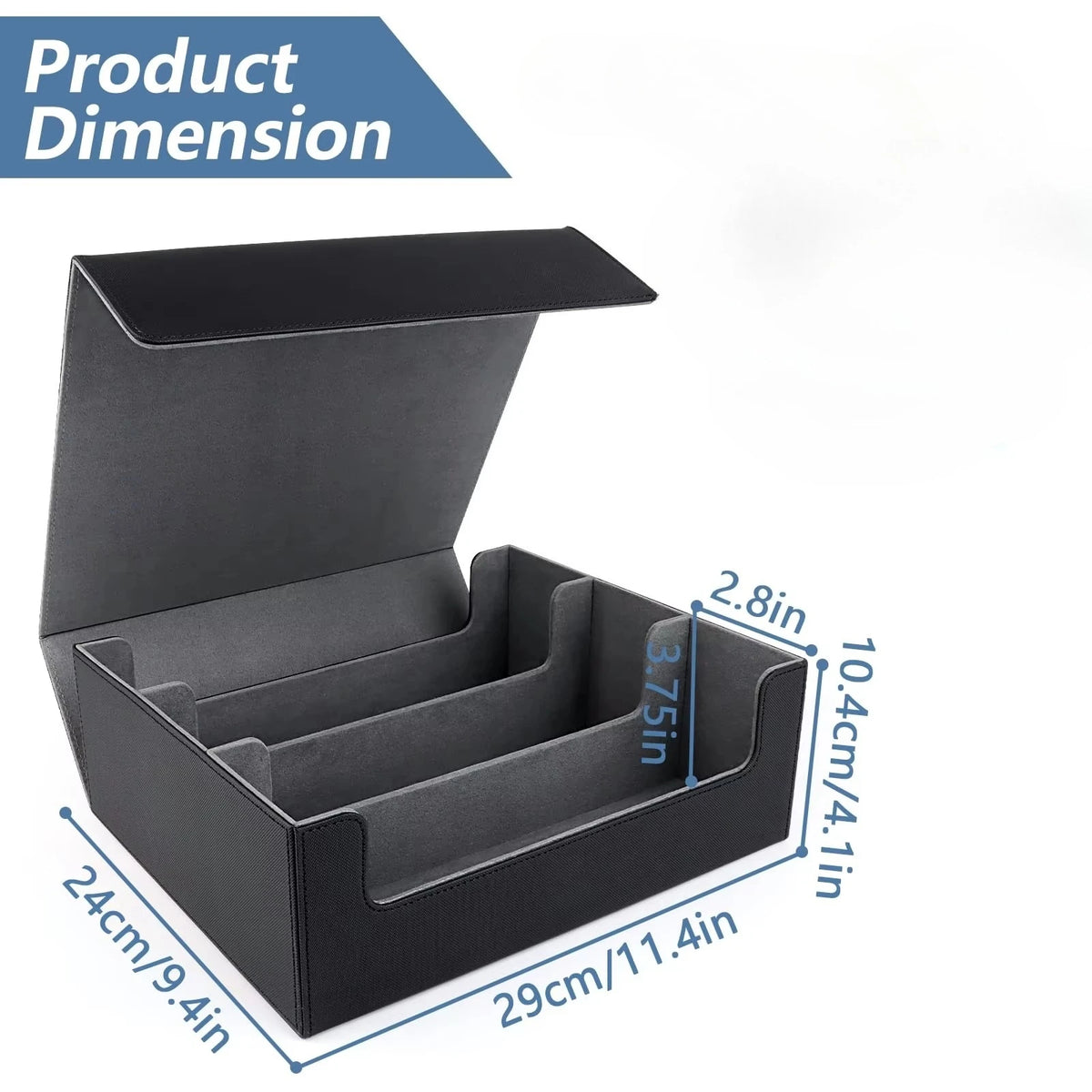 Kabinka Card Box Deck Box for MTG, Trading Card Storage Boxes for 1800+ Cards, Leather Deck Case, Deck Box for TCG Magic the Gathering Cards - Black